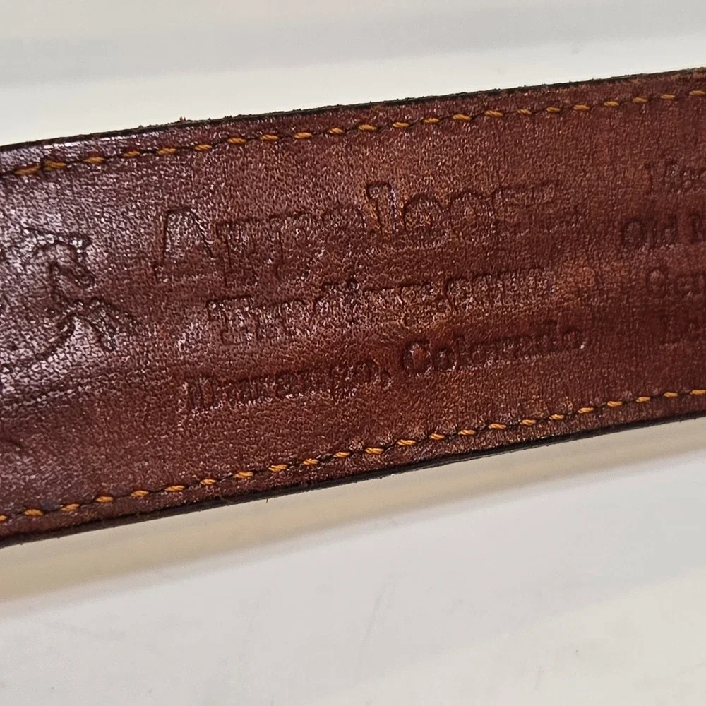 Appaloosa Trading Co Leather Belt Mens 38 Brown Basketweave Western Rugged Brass